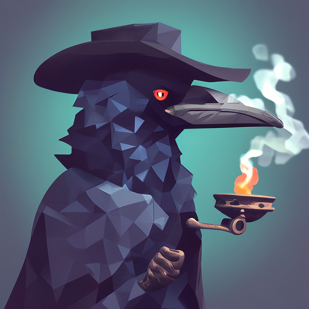 raven smoking a cigarette Raven with a smoking pipe