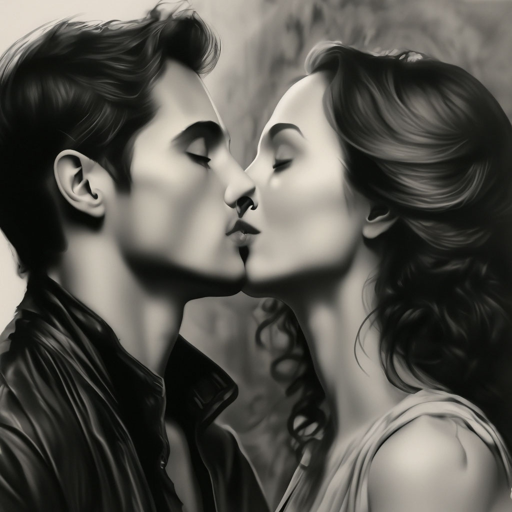 Раскраски Поцелуй - Распечатать бесплатно влюблённых персонажей