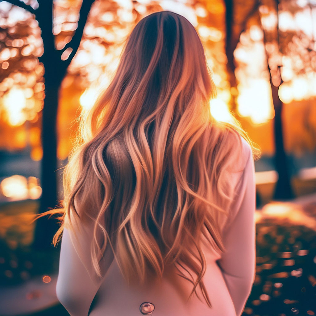 Стоящая спиной девушка с длинными волосами на фоне кустов — Авы и картинки