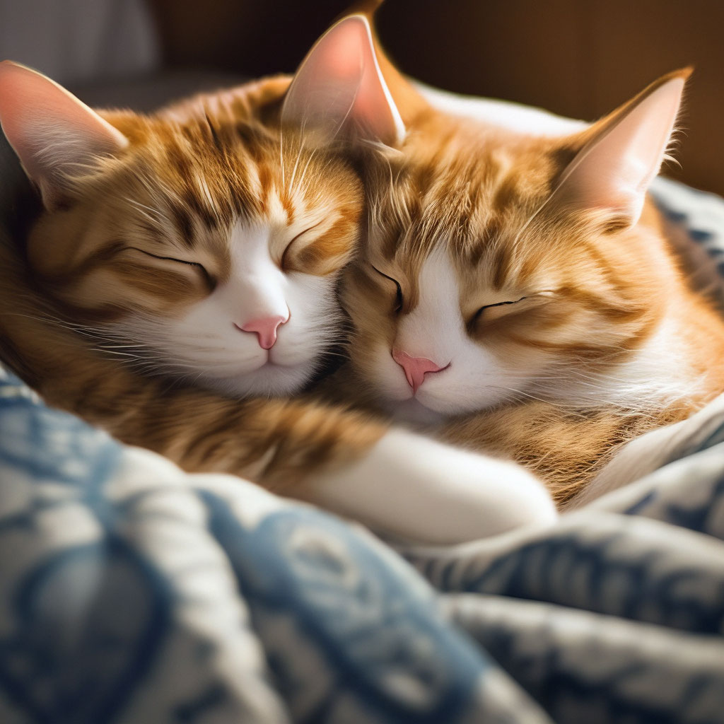 Коты спят в обнимку
