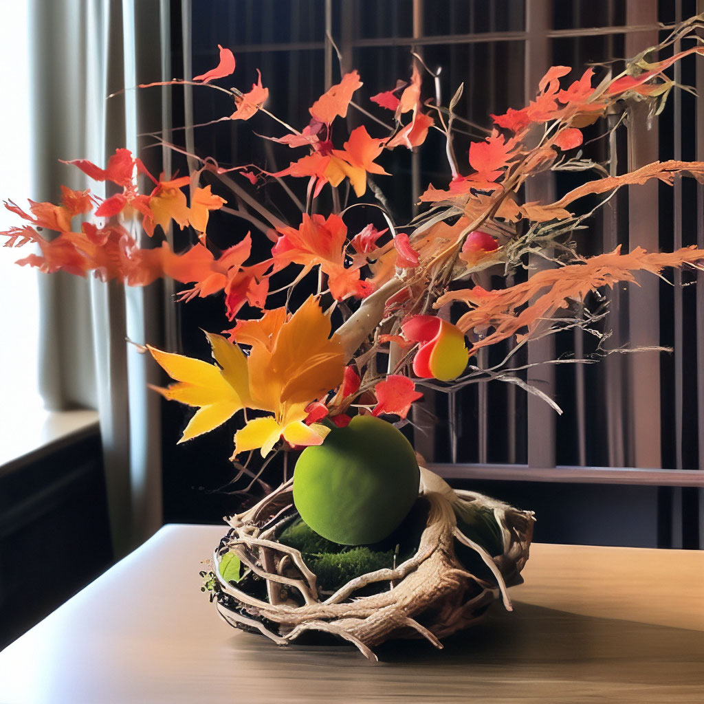 One autumn colour ikebana,part II / Икебана одного цвета осени, часть II