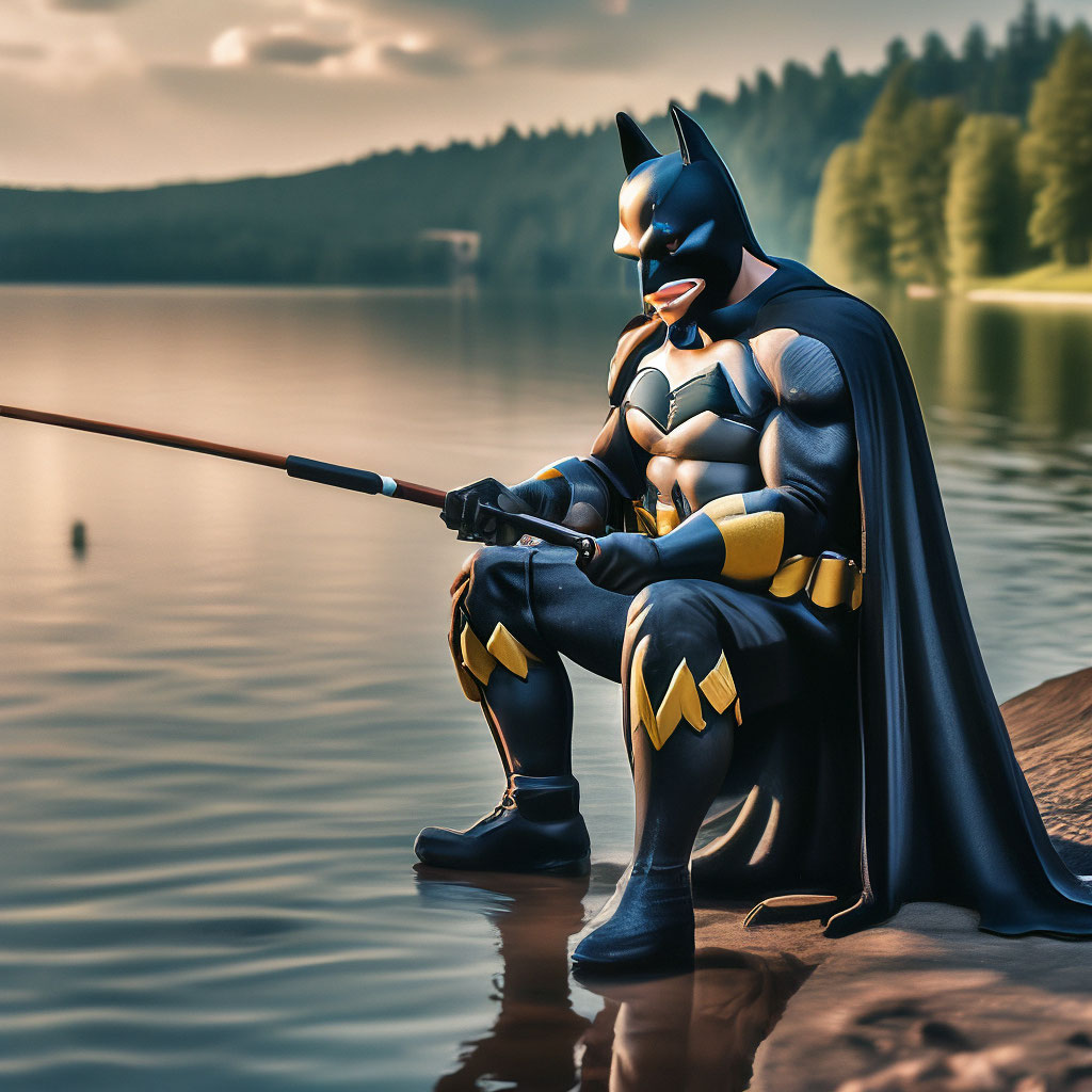 batman fishing pole boxed 14" doll (2019) Mego  Mom and Pop Culture Collectibles Conquer every great adventure with the Zebco Batman Floating Spincast Combo Brutal Angler Dream Rod!, HDCC3
