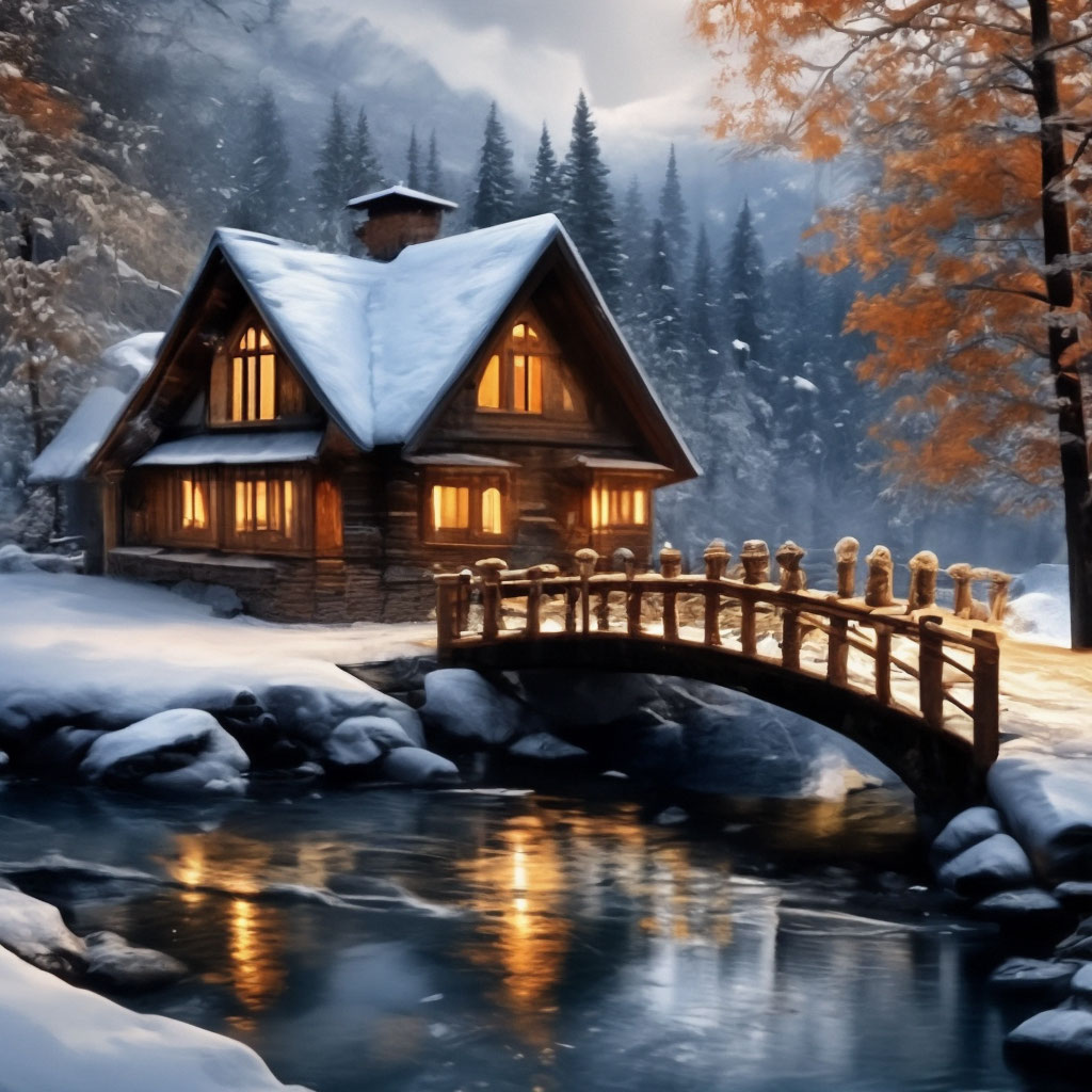 Дом в лесу зимой (101 фото)
