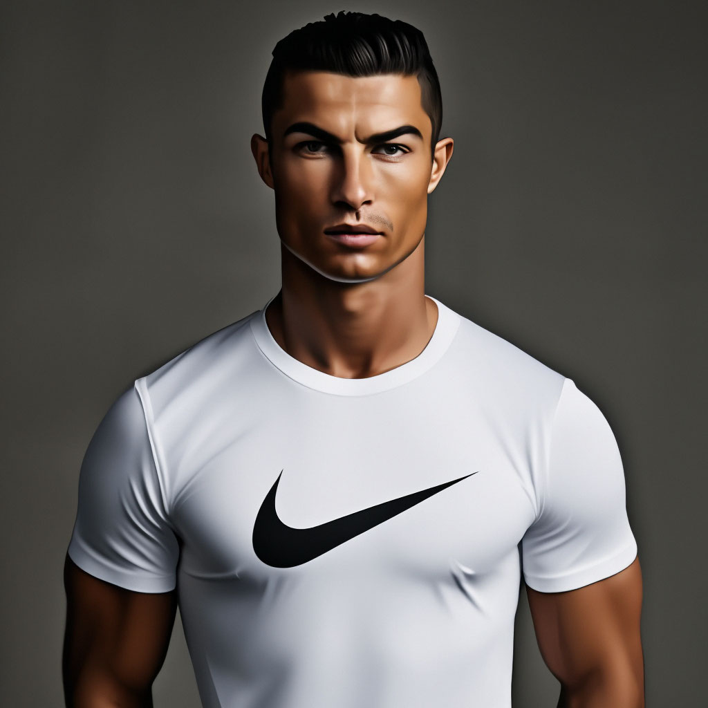 Ronaldo in a Nike T shirt image created in Shedevrum