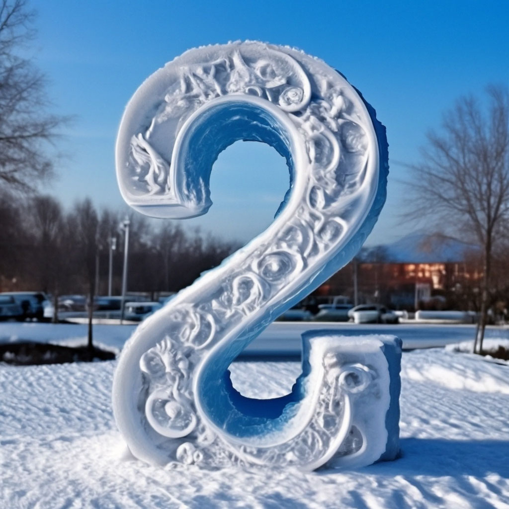 Красивая цифра 2, из снега, высокая …» — создано в Шедевруме