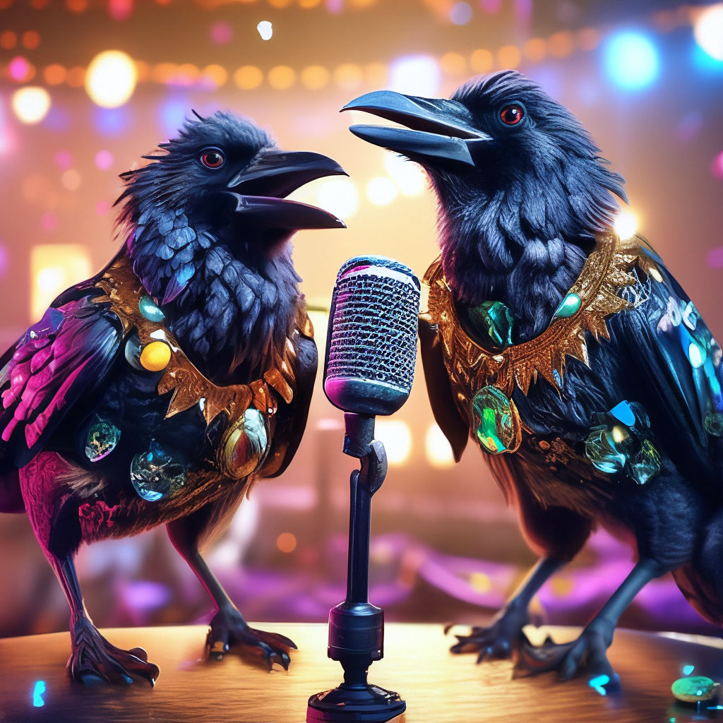Две растрепанных вороны, поют в …» — создано в Шедевруме