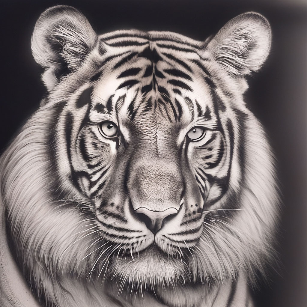 Тигр рисунок карандашом штрих» — создано в Шедевруме