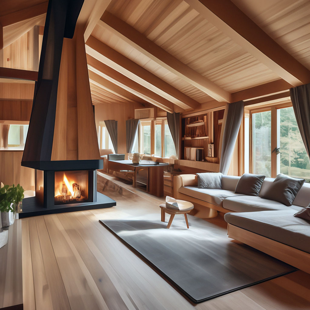 Дизайн деревянного дома. Фото внутри