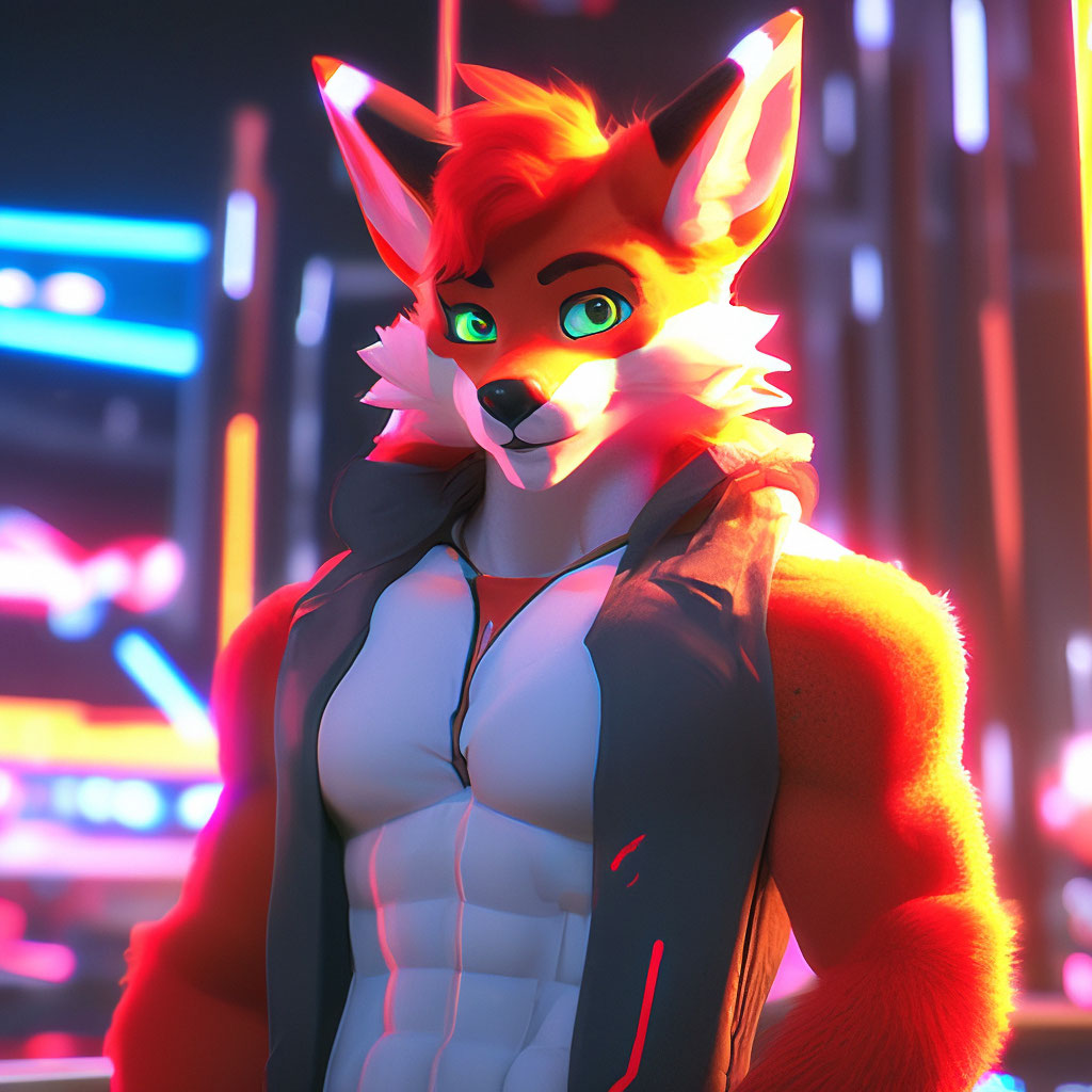 Furry, red fox, male, transformer-…