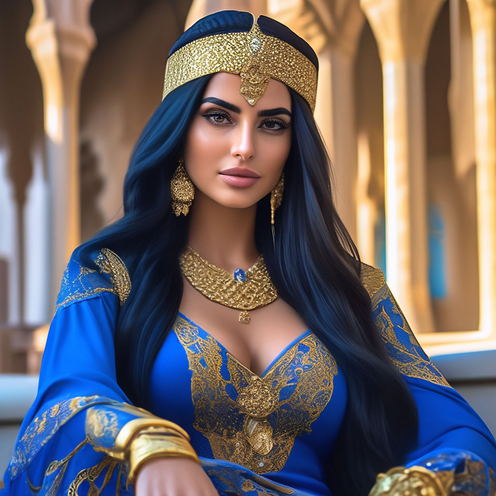 Красивая арабская женщина с длинными…» — создано в Шедевруме