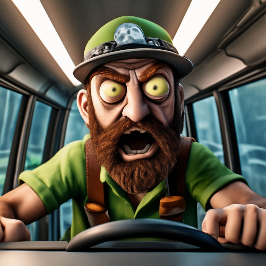 Crazy Dave is driving a van, and he …” — image created in Shedevrum