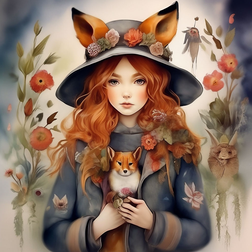 Girls fox coat hat fantasy