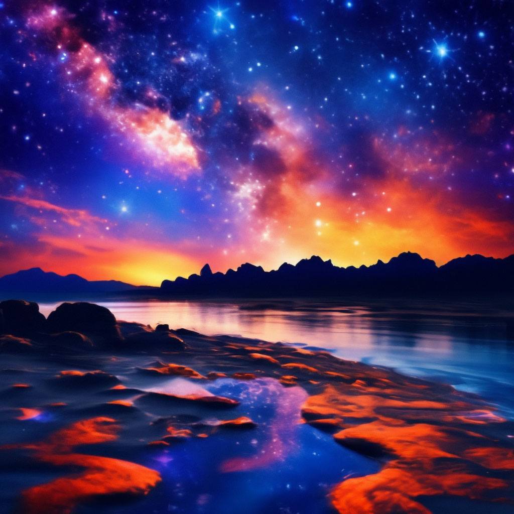 Фантастическое ночное небо, звёзды, …» — создано в Шедевруме