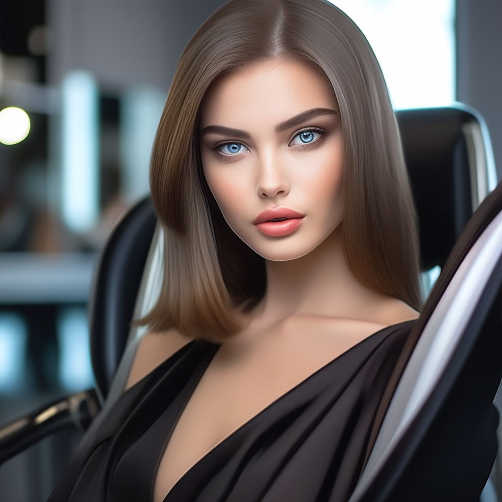 Beauty salon. Beautiful girl in a…