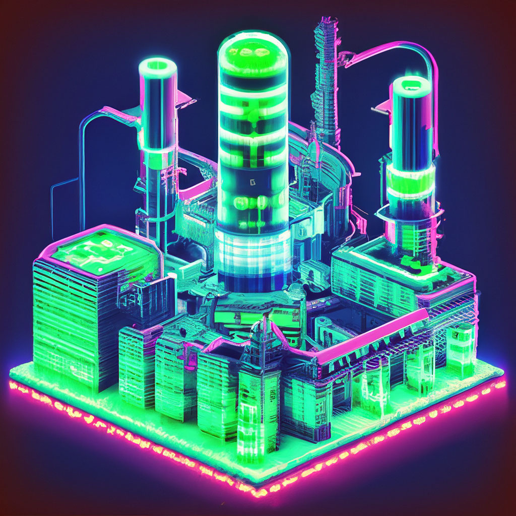 В стиле Майнкрафт, ядерный реактор…» — создано в Шедевруме