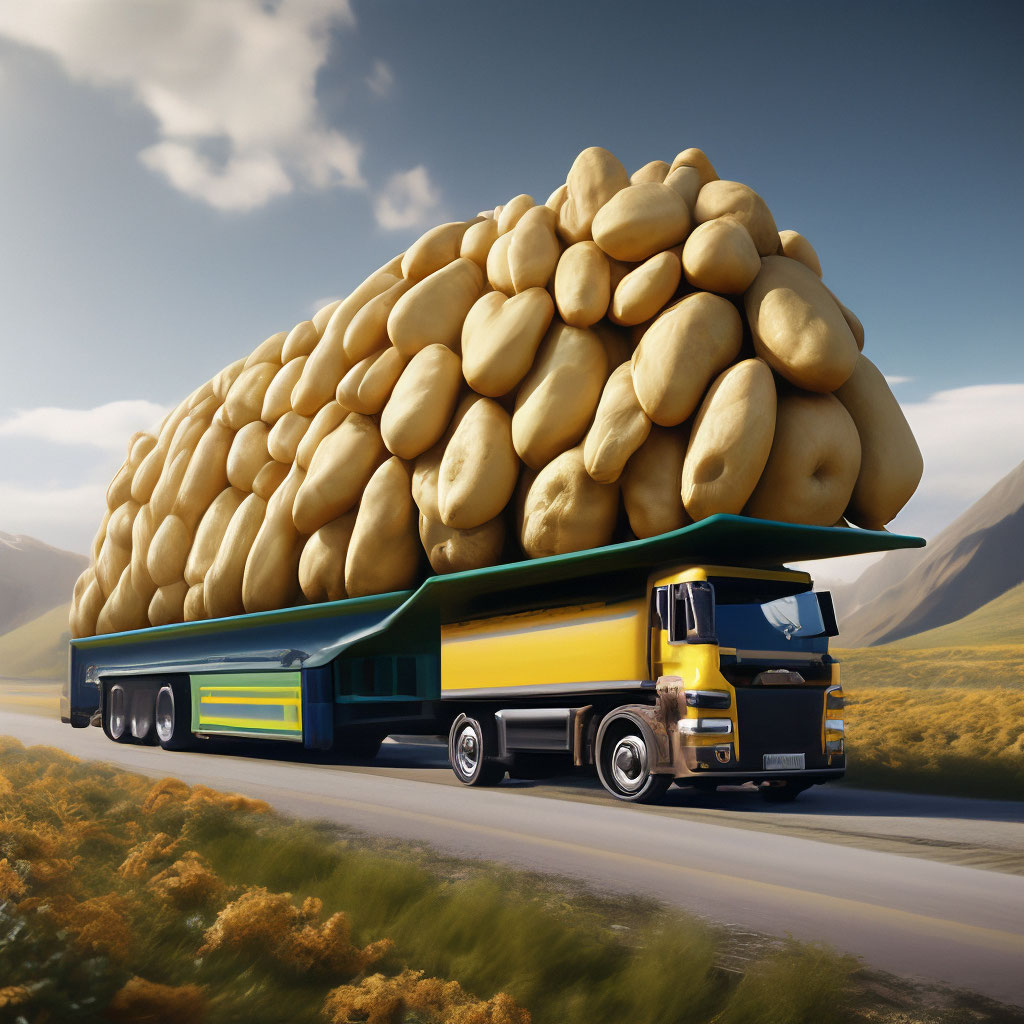 A huge Belaz truck with potatoes