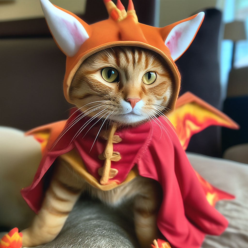 A cat in a dragon costume image created in Shedevrum