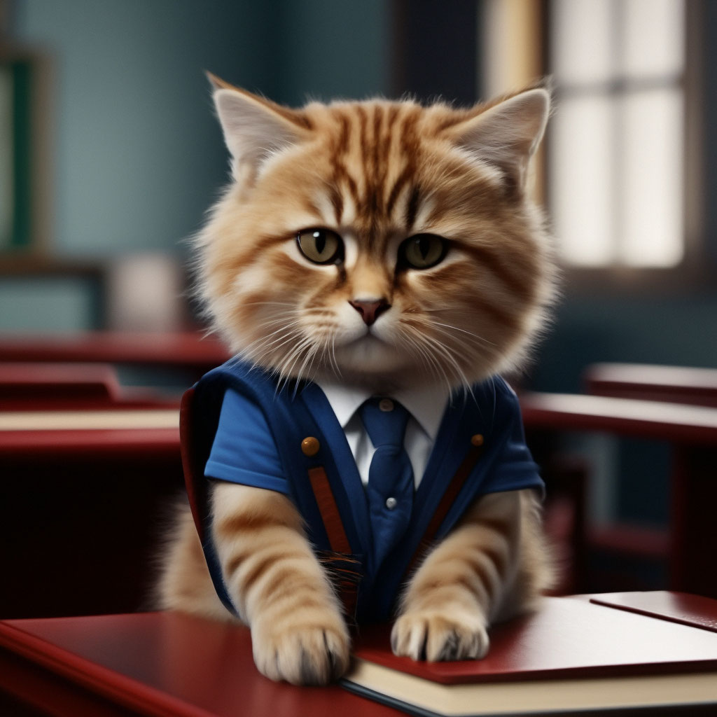 Грустный кот сидит в школе и …» — создано в Шедевруме