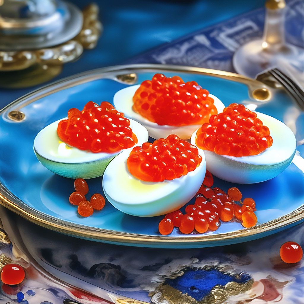 Яйца, красиво фаршированные красной …» — создано в Шедевруме