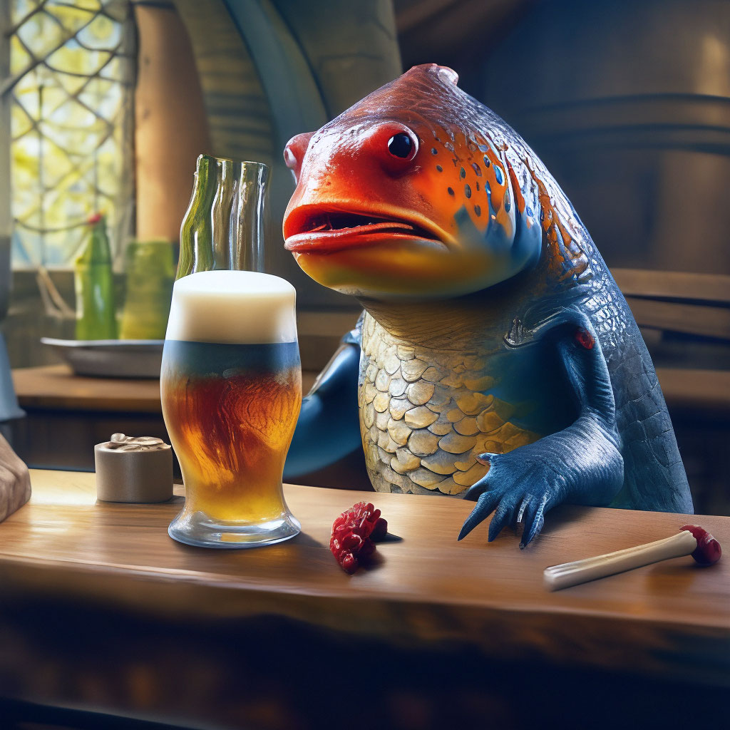 рыба пьет пиво