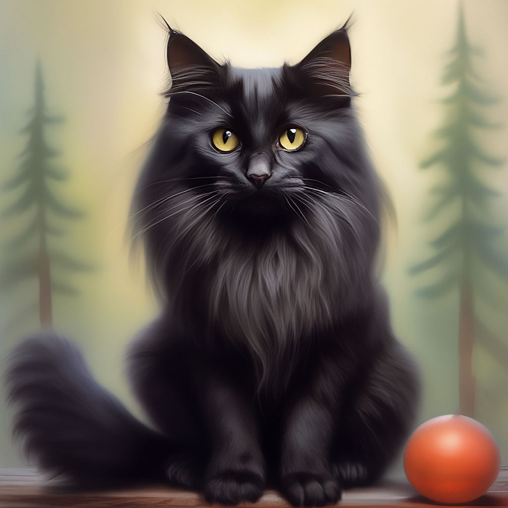 Кот Комок старый чёрный сибирский …» — создано в Шедевруме