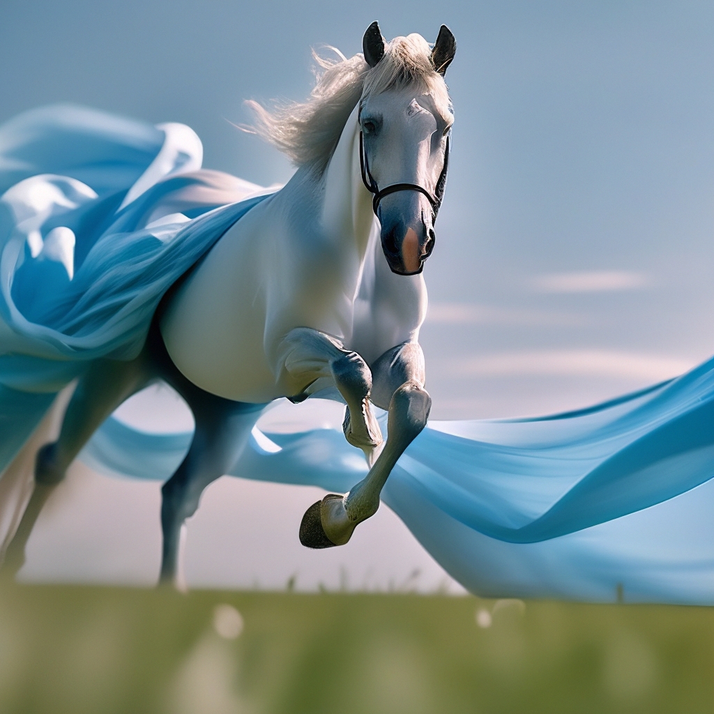 Лошадь вокруг прозрачный голубой шелк…» — создано в Шедевруме