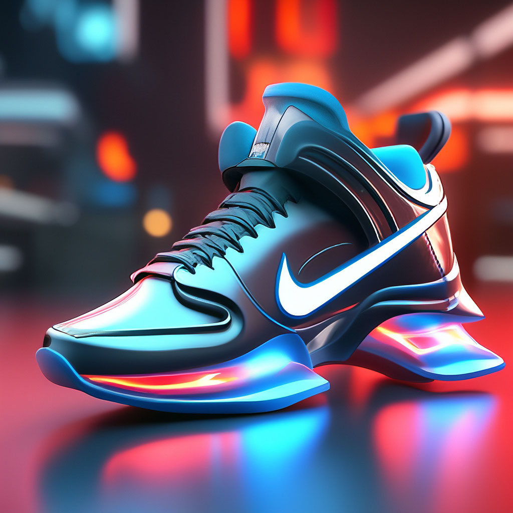 Futuristic nike sneakers digital art image created in Shedevrum