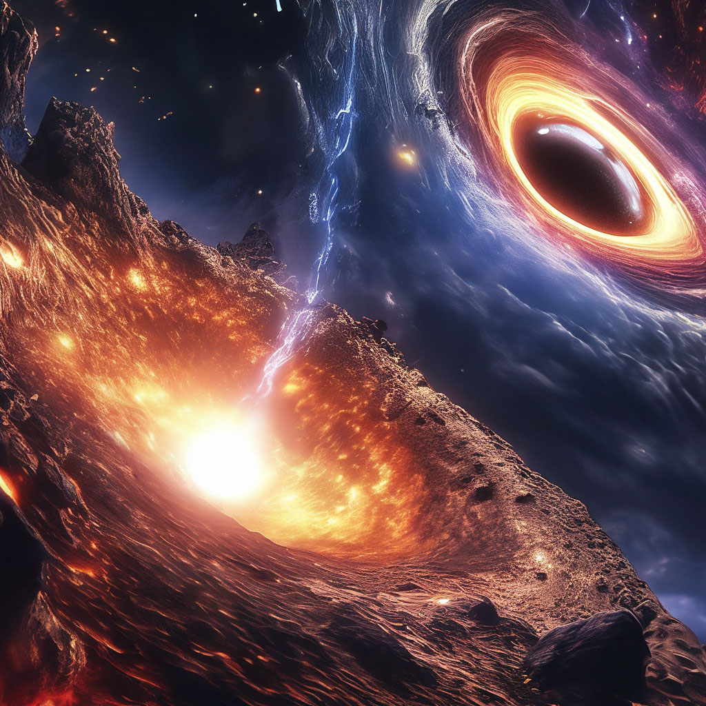 Черная дыра поглощает голубой гигант…» — создано в Шедевруме