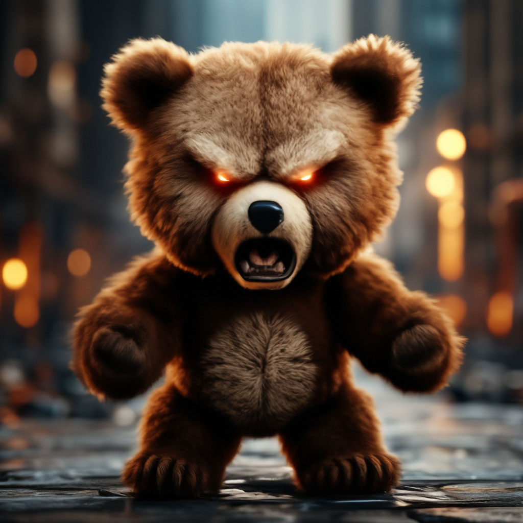 Angry teddy bear image created in Shedevrum