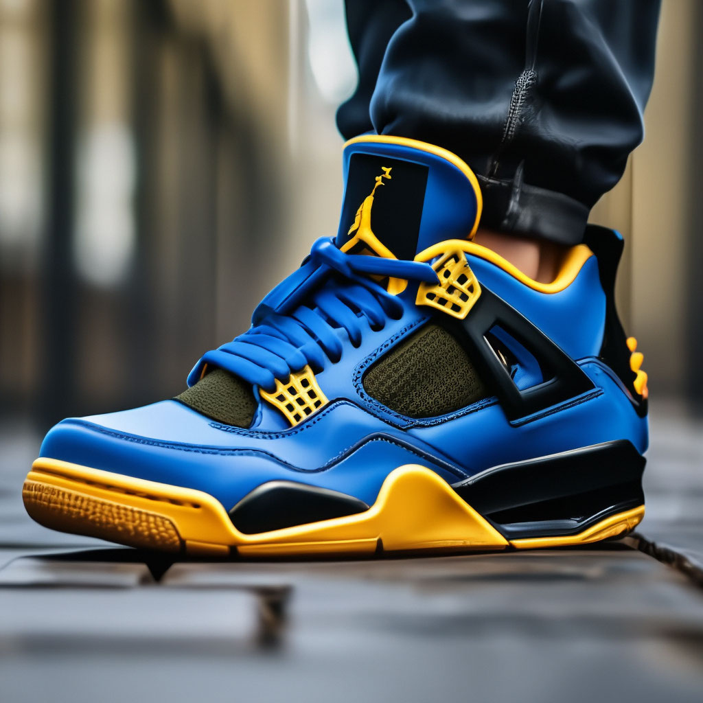 NIKE Jordan 4 sneakers in blue with image created in Shedevrum