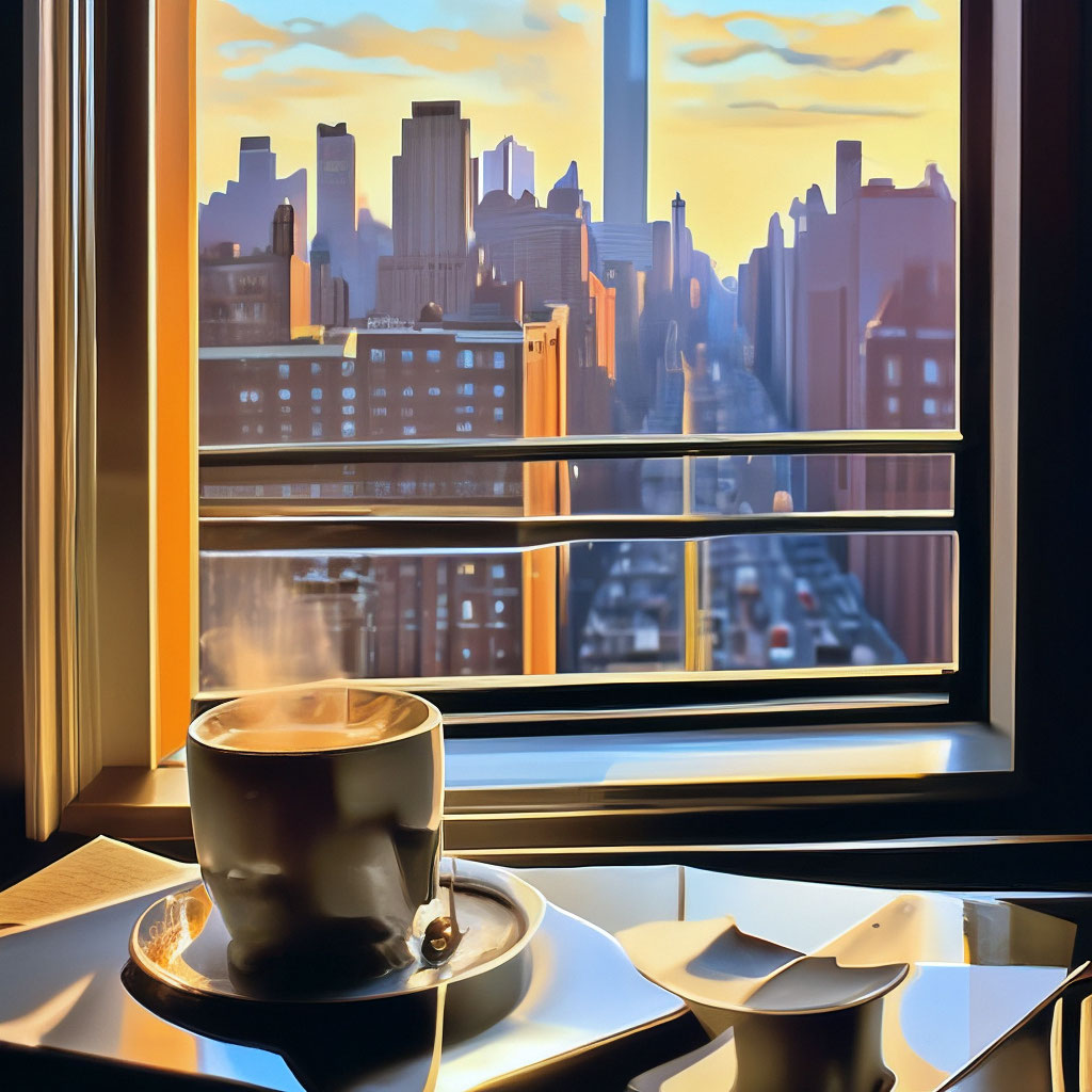 Нью-Йорк, Манхеттен, утро, вид из …» — создано в Шедевруме