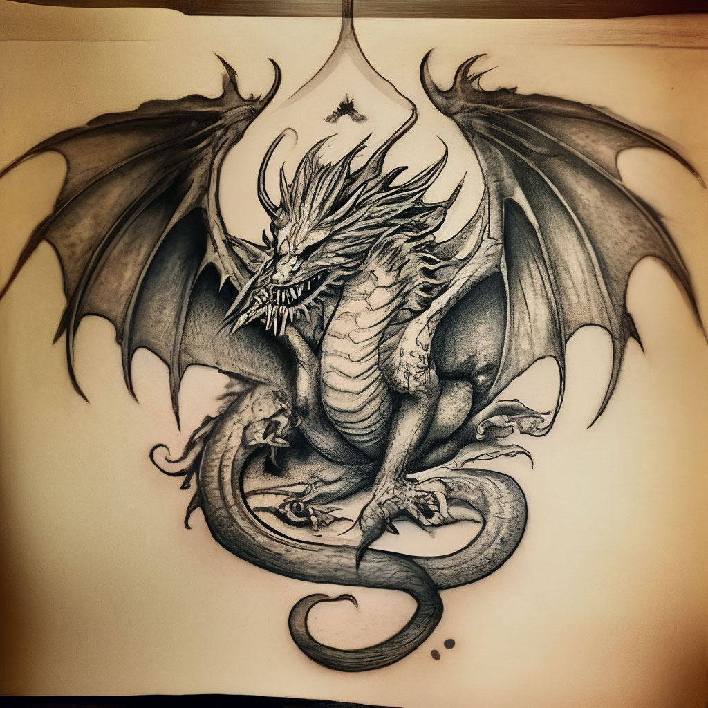 Как нарисовать дракона тату - 29 фото