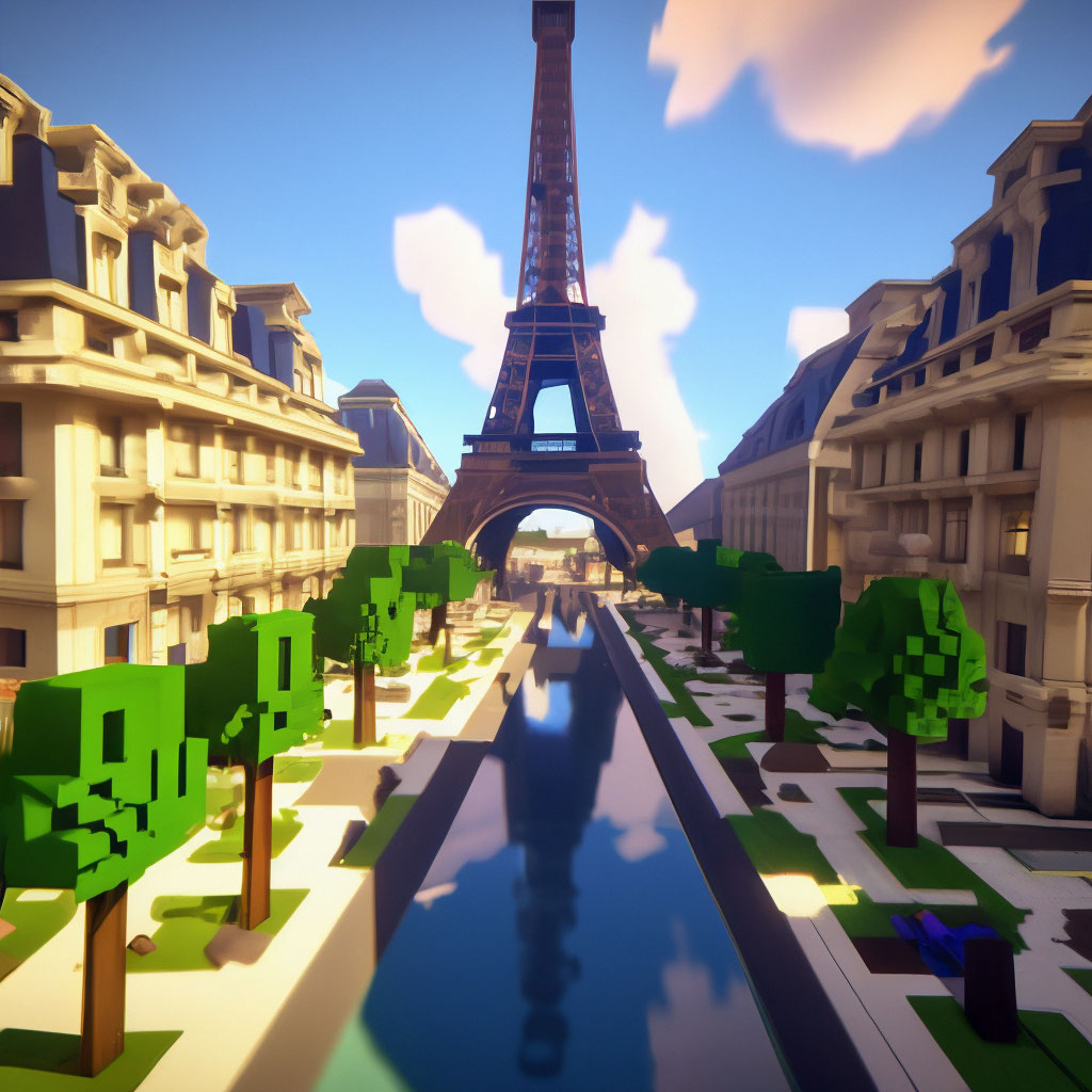 Я В Париже, В Стиле Майнкрафта» — Создано В Шедевруме