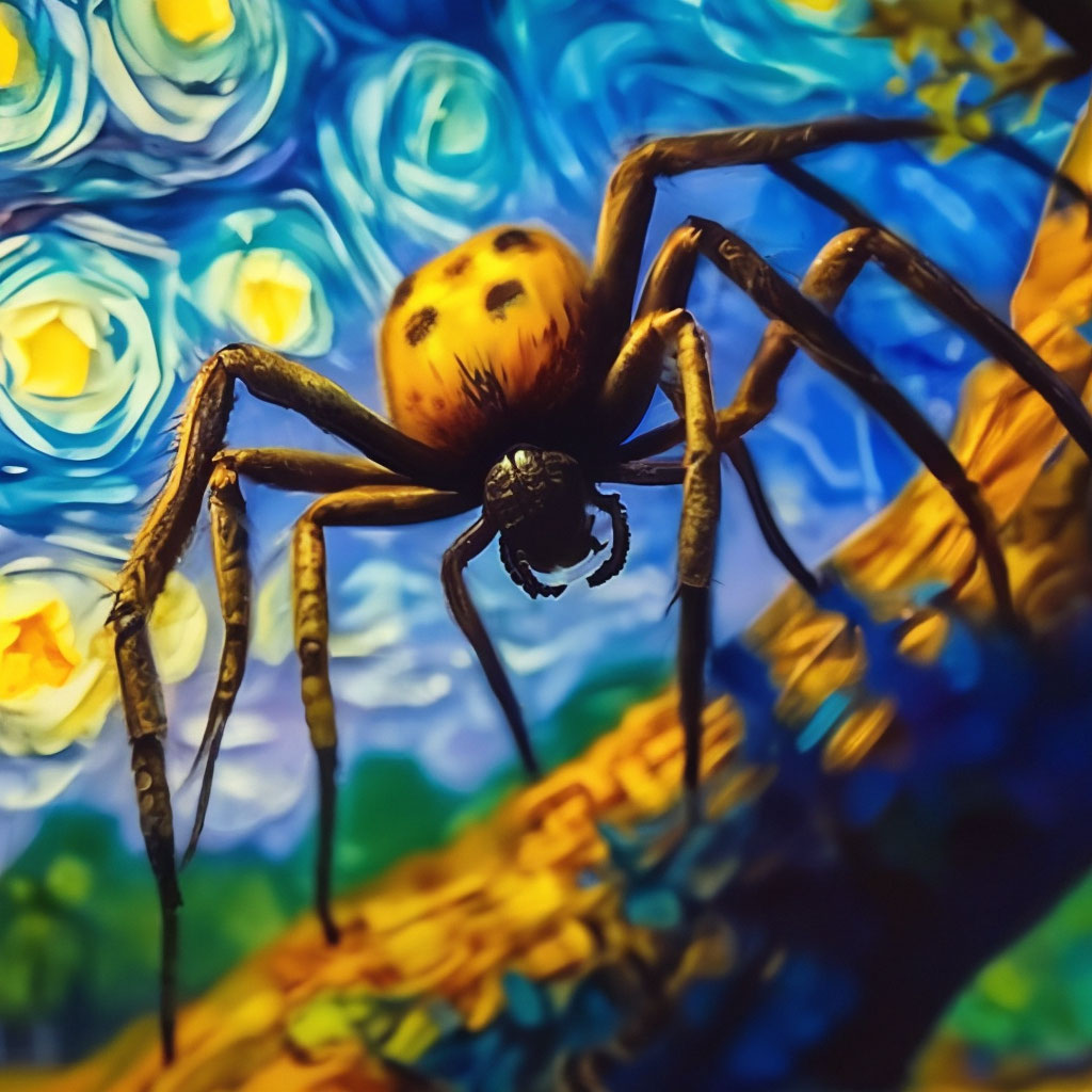 Огромный паук сидит на дереве, 4k…» — создано в Шедевруме