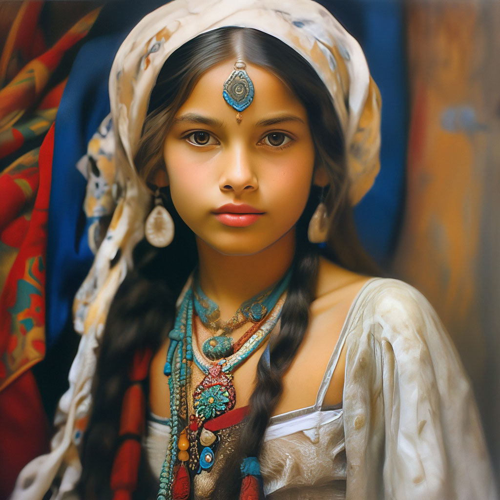 «Девушка цыганка портрет монисто» — создано в Шедевруме