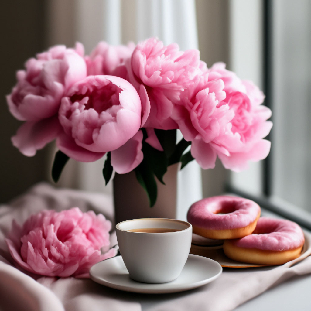 "Good pink morning, pink donut coffee." - image created in Shedevrum