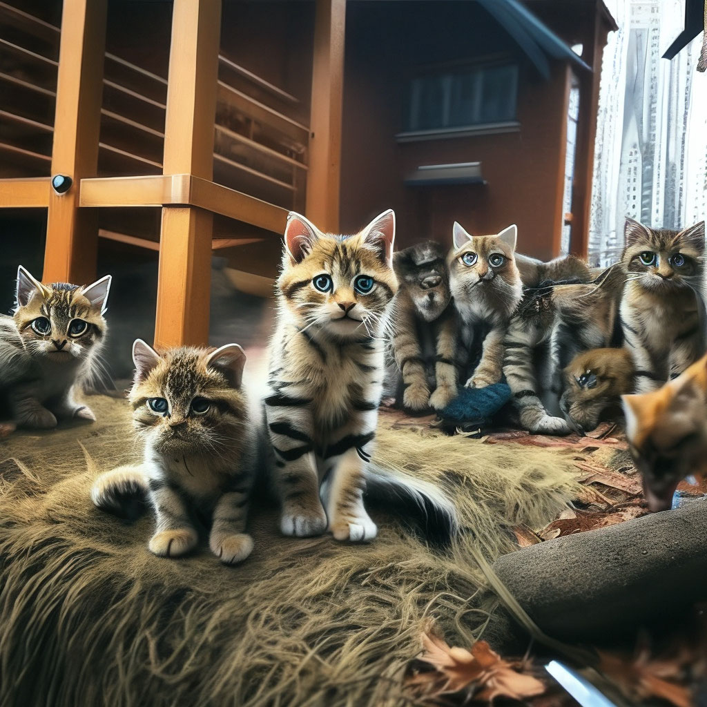Кошки на страже порядка: как Мурка и её друзья спасли котенка от волка» —  создано в Шедевруме