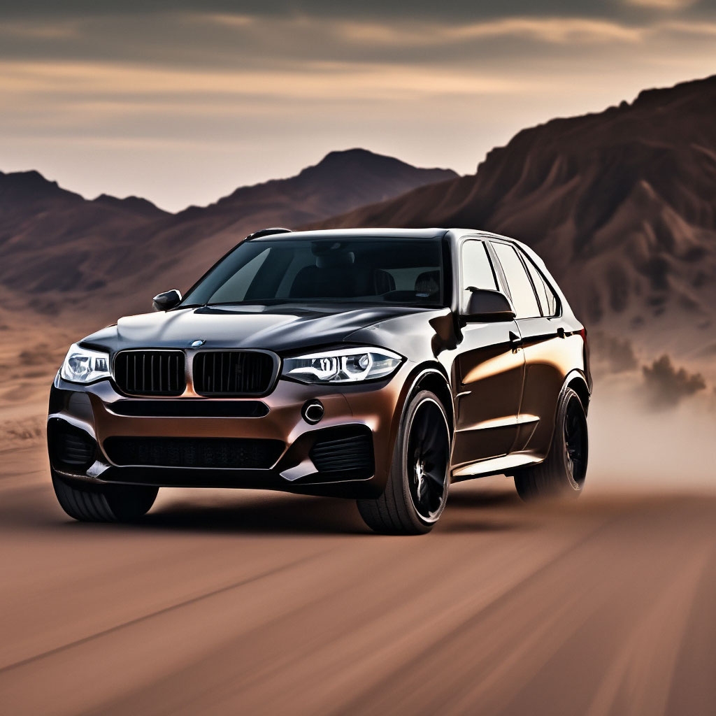 BMW X5 в тюнинге едет по пустыне…» — создано в Шедевруме