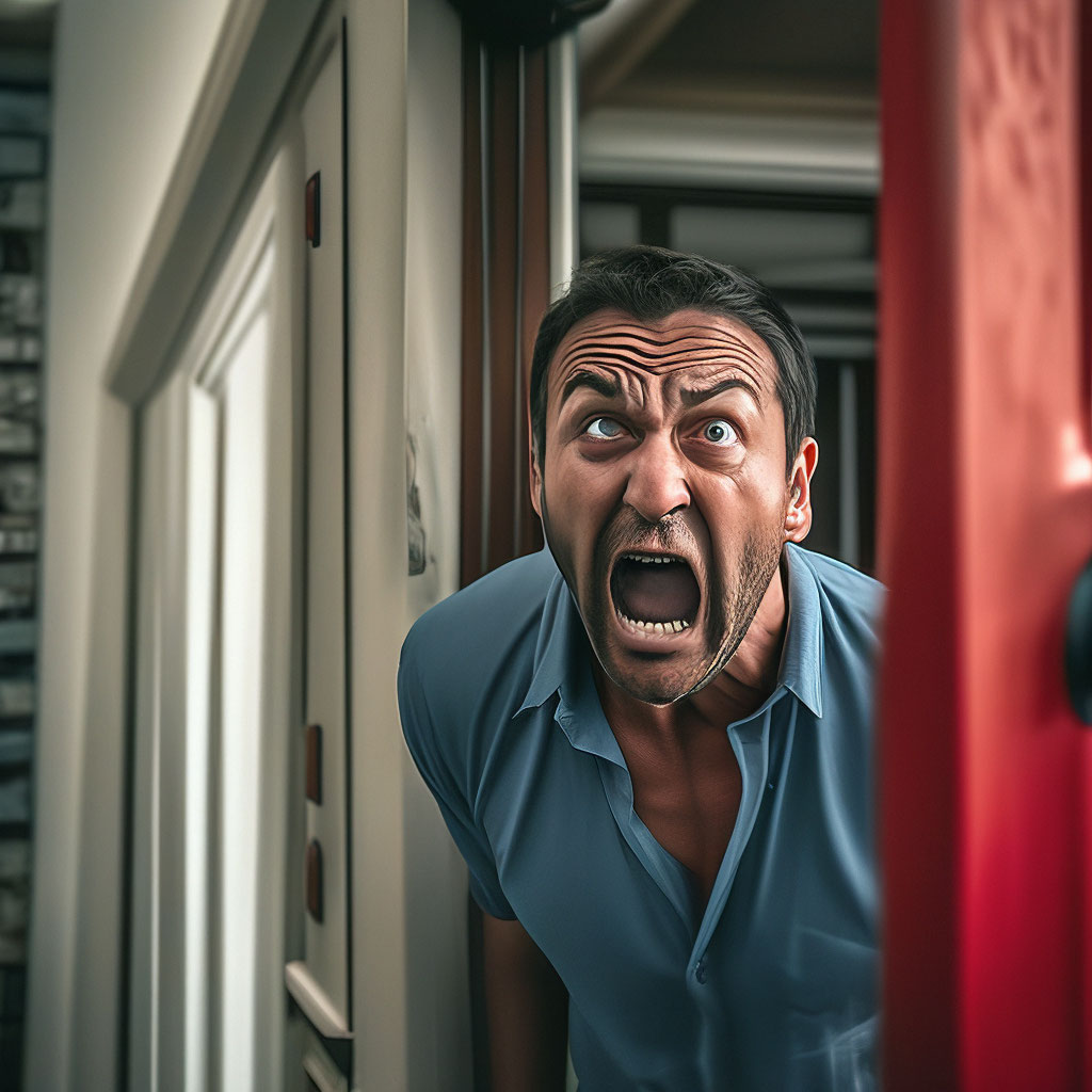 Недовольный Мужчин, Стоит Возле Двери…» — Создано В Шедевруме