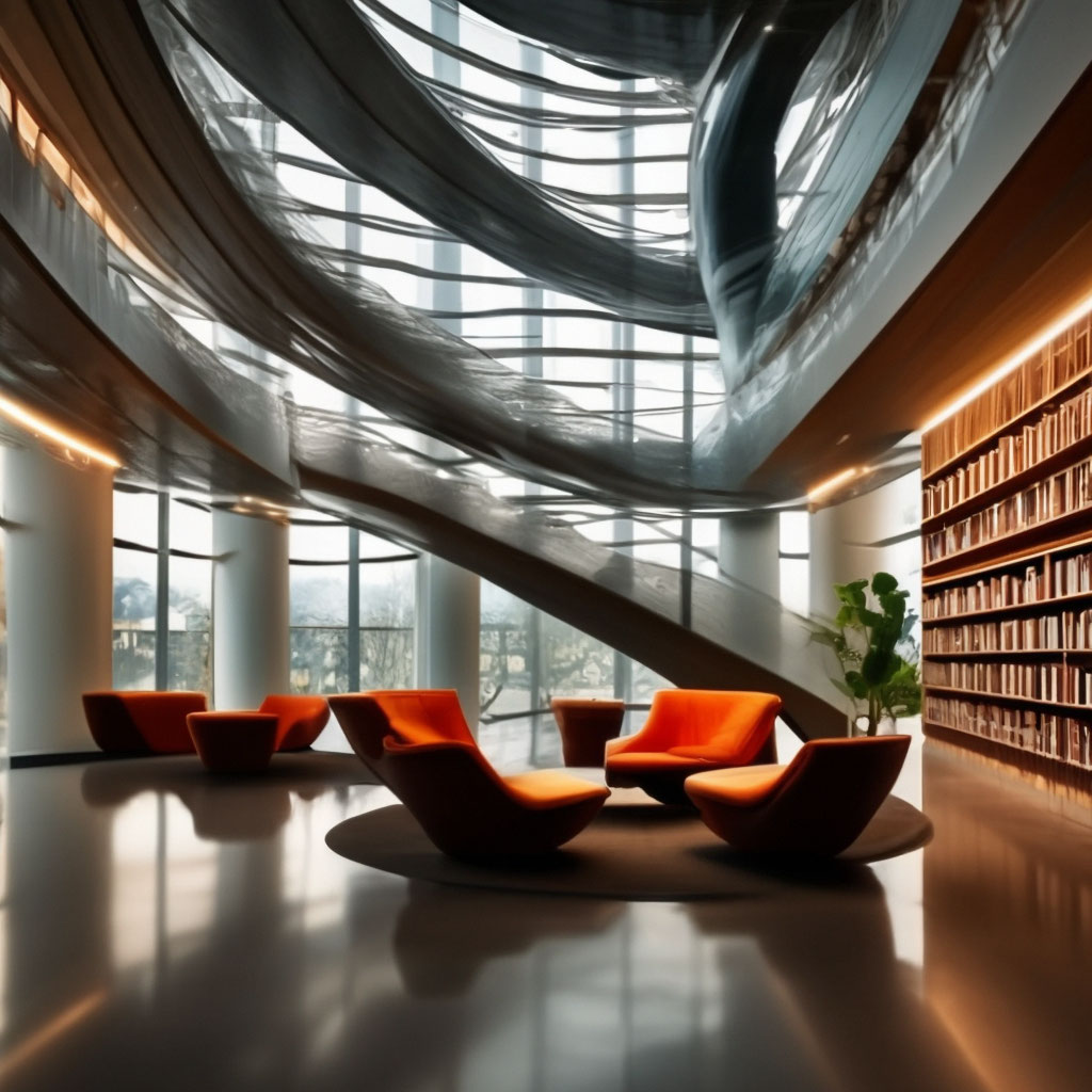 Библиотека будущего, , яркое освещение…» — создано в Шедевруме