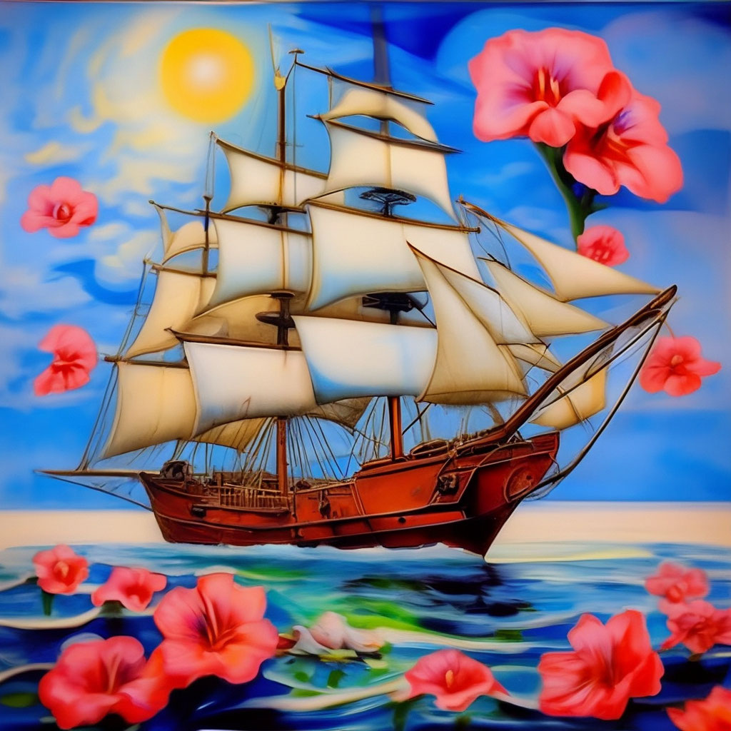 Корабль из цветов