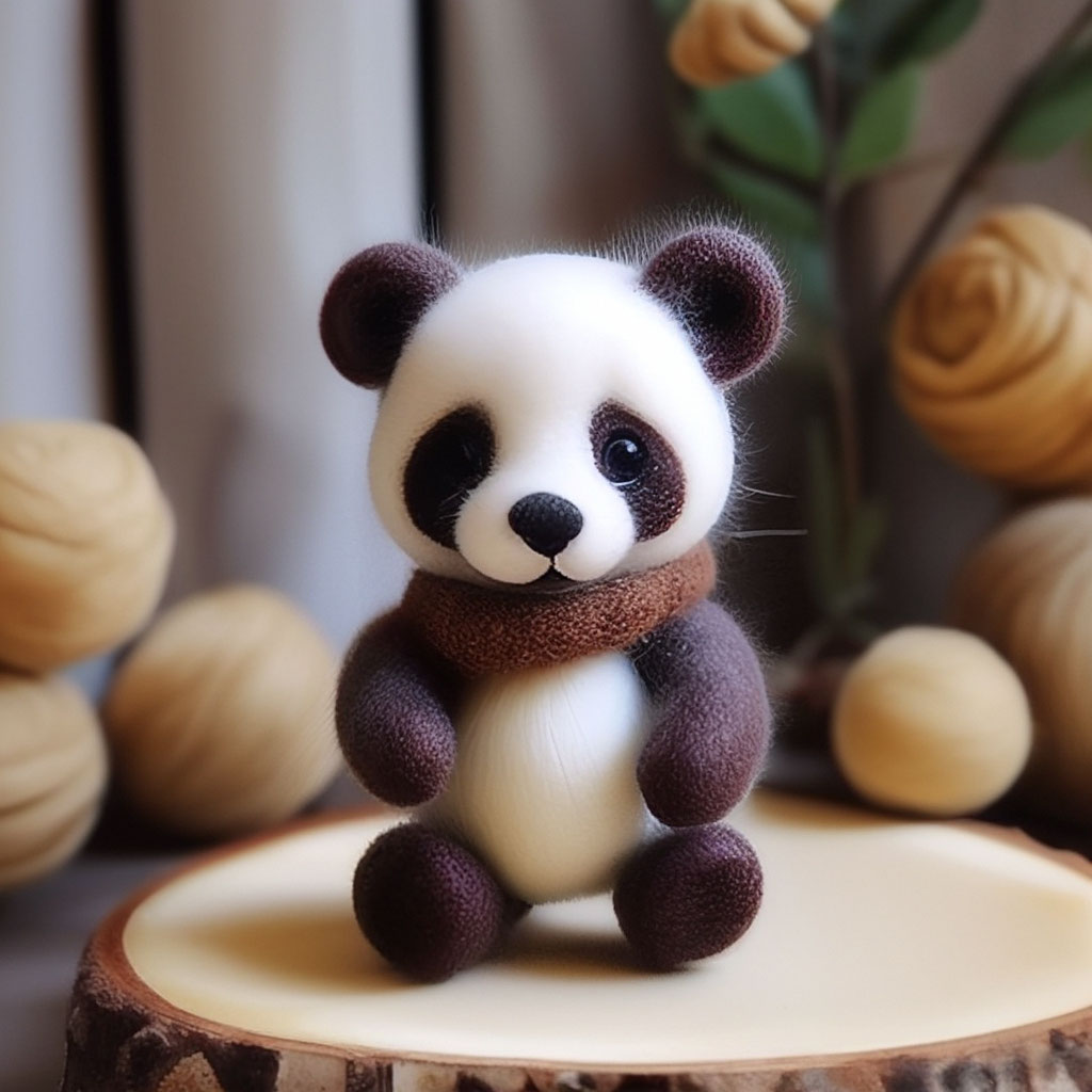 Игрушка брелок «Панда». Валяние из шерсти