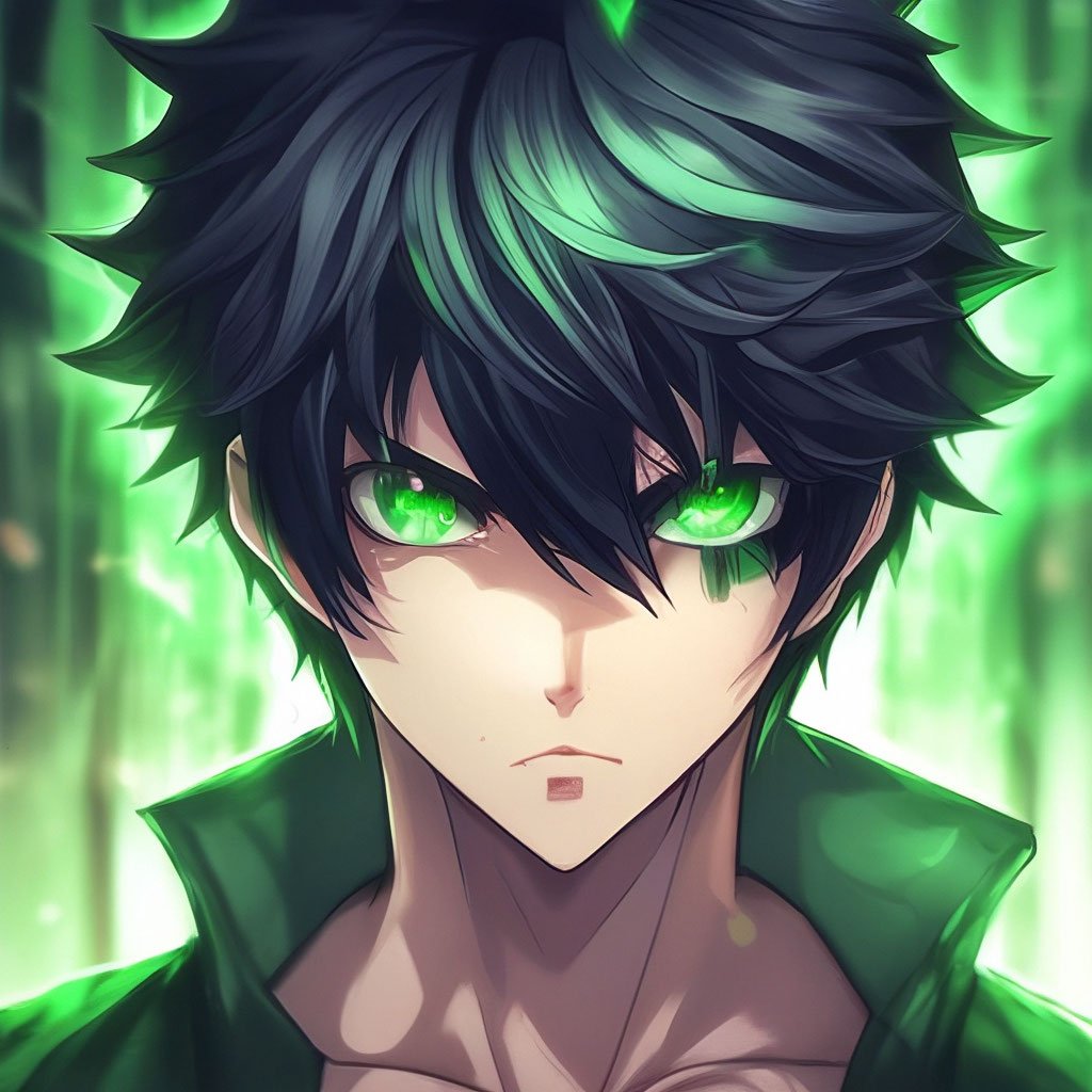 Anime Guy With Green Eyes And Black Hair