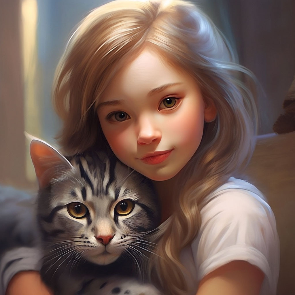 Девочка с кошкой картинка