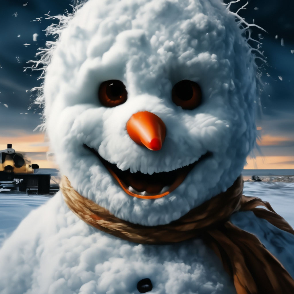 Криповый, поп-арт снеговик с …» — создано в Шедевруме