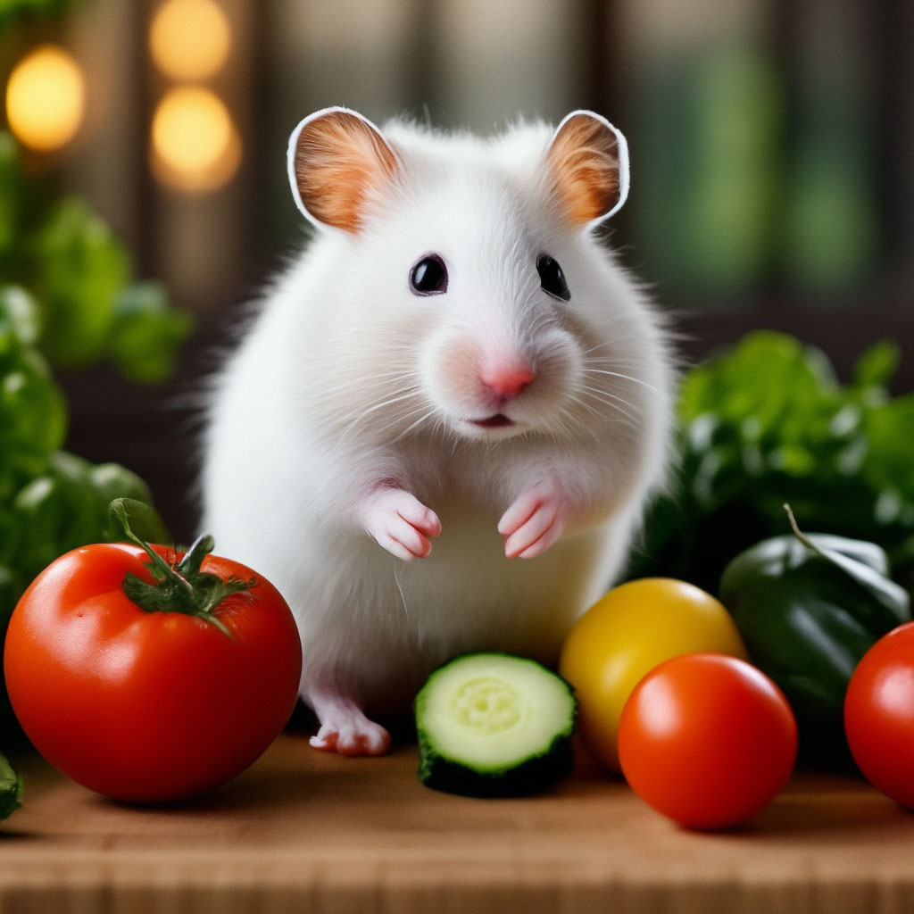 Cute white hamster sitting on a …» — создано в Шедевруме