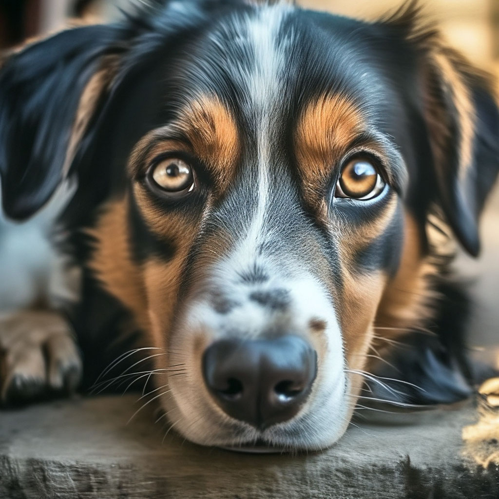 Собака с грустными глазами,ждёт …» — создано в Шедевруме