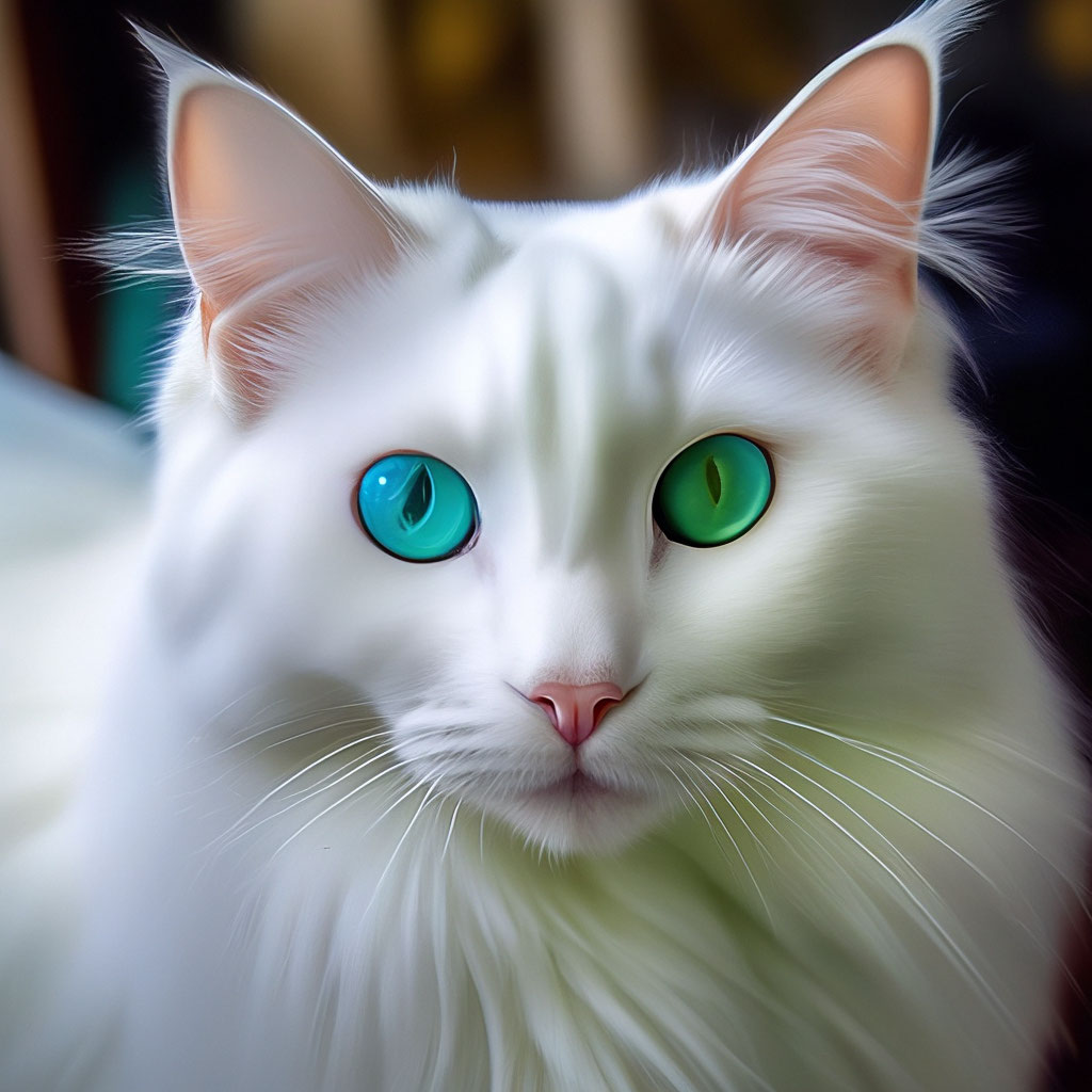 Ангорская кошка , белая шерсть,с …» — создано в Шедевруме
