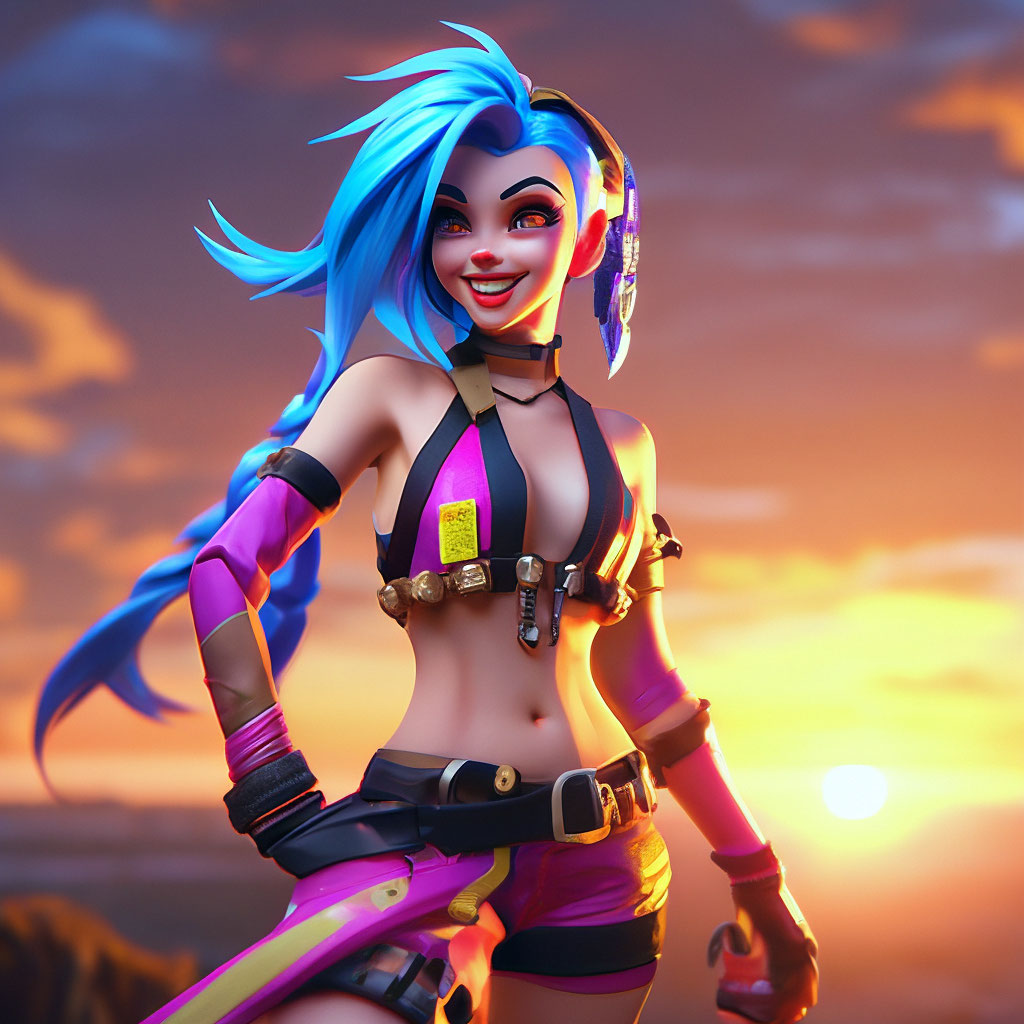 Jinx crazy girl league of …» — картинка создана в Шедевруме