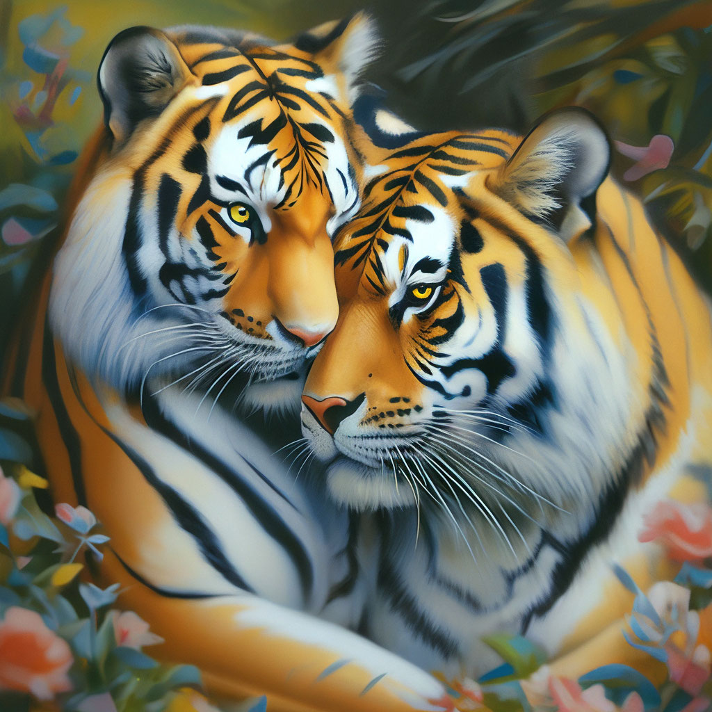 Влюбленные в животных / поцелуй с тигром